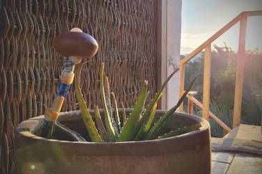 Climate sensor for alpine slide. Material: recycled colored glass